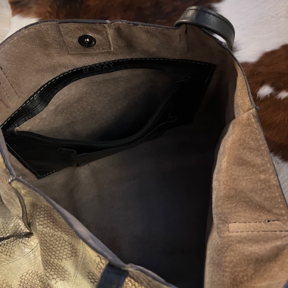 BMay Bags Embossed Python Soft Leather Essential Tote Purse Handbag - Picture 12 of 13